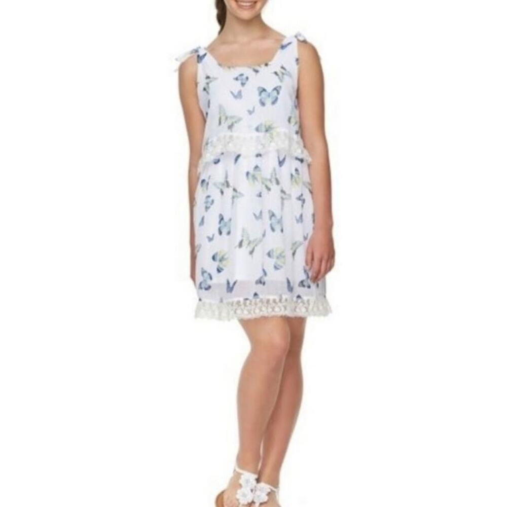 Disney Alice Through The Looking Glass Butterfly Tiered Dress Size L White